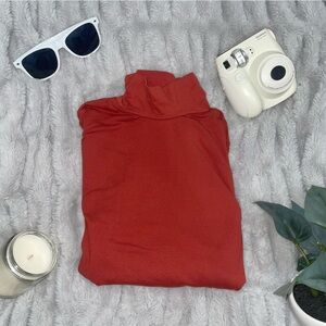 Orange Turtle Neck Long Sleeve Tee